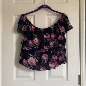 Lucy Paris Off the shoulder floral ruffle top
